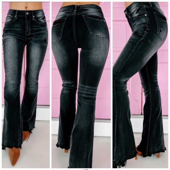 Revolve Special A Black Raw Edge Flare Jeans - Picture 2 of 9